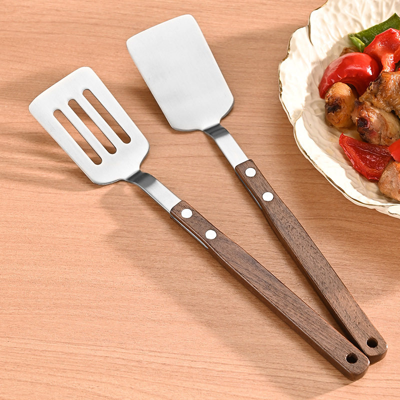 百畅家316不锈钢煎铲胡桃木柄把小锅铲家用炒菜铲子小号老式锅铲