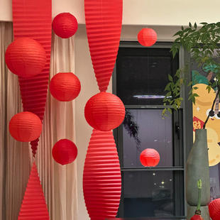 2026元旦装饰新年氛围布置红纸灯笼挂饰春节2025元旦班级布置教室
