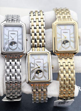 FOSSIL手表不锈钢方形贝母表盘月相轻奢时尚石英表经典防水女表