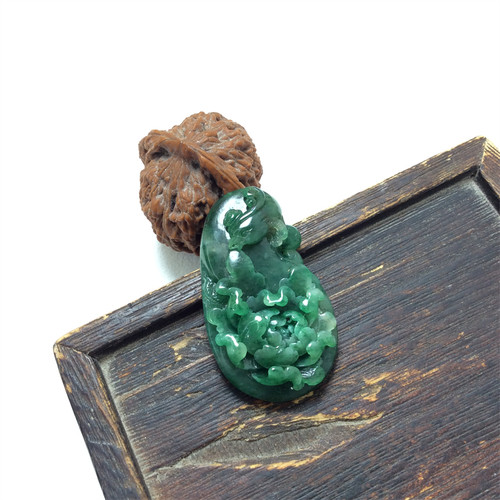 天然玉石独山玉牡丹花吊坠