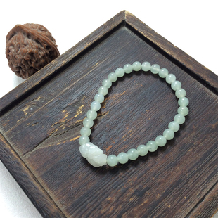 天然玉石独山玉透水白料四叶草手链女款简约时尚单圈百搭玉石手串