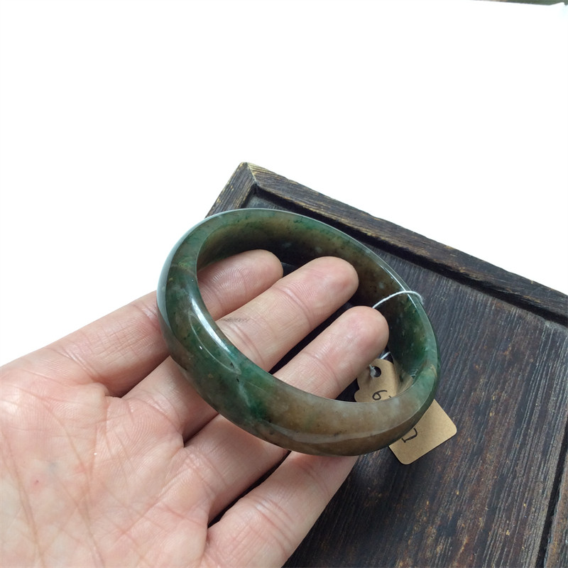 四大名玉南阳独山玉天蓝料手镯独玉宽条63圈口镯子手镯女士玉镯子