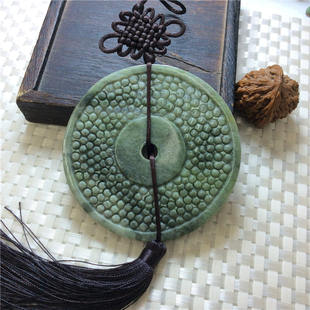 天然玉石南阳独山玉独玉送礼收藏玉石钱币车挂摆件玉石铜钱工艺品