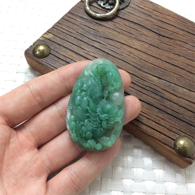 天然玉石独山玉天蓝老料龙牌吊坠男款招财貔貅玉坠颈饰男款玉挂件