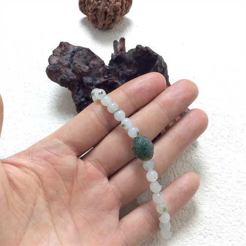 天然玉石独山玉透水白料龟甲手链