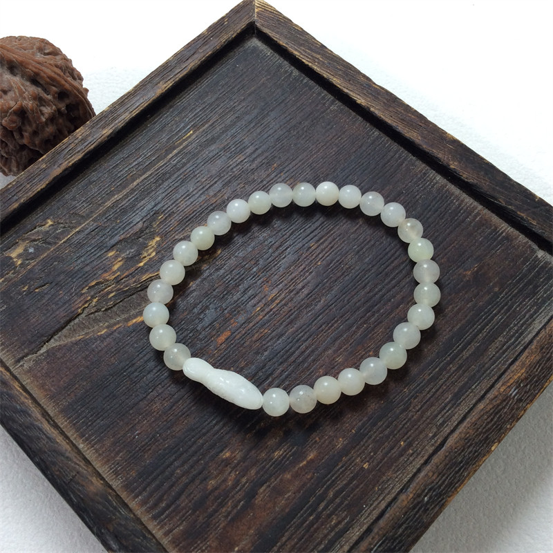 天然玉石独山玉透水白料金鱼手链女款简约单圈百6mm圆珠子玉手串,珠宝/钻石/翡翠,手饰,淘宝优惠券,粉丝福利购,淘宝优惠卷