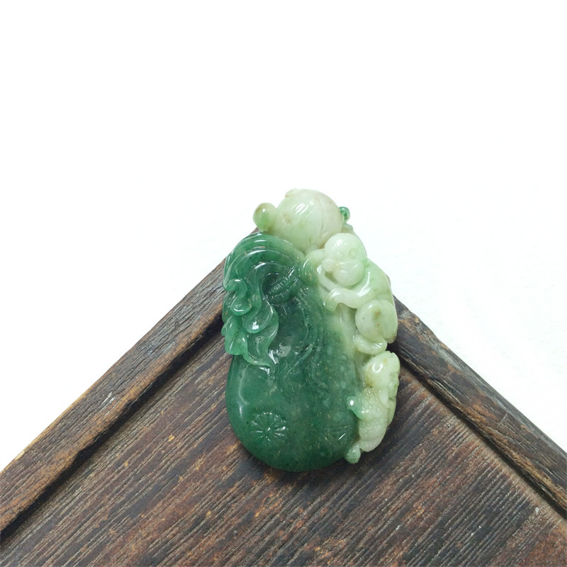 南阳独山玉俏色生肖猴子吊坠独玉男款福袋挂件招财钱袋子吊坠玉坠