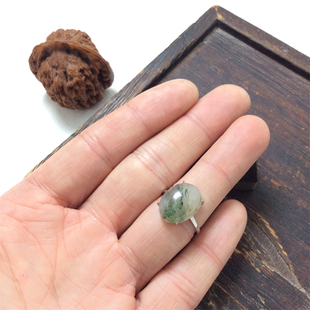 天然玉石南阳独山玉白天蓝料戒指独玉女款银镶复古文艺清新玉指环