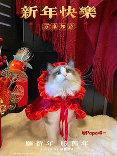 变身衣服宠物节日服饰装 狗狗猫咪新年款 扮斗篷披风喜庆过龙年帽子