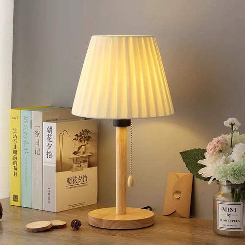卓一床头卧室温馨浪漫北欧简约现代家用实木日式ins台灯拉线遥控