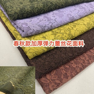 2026加厚蕾丝花边弹力面料打底连衣裙婚纱不勾丝垂密度好服装布料