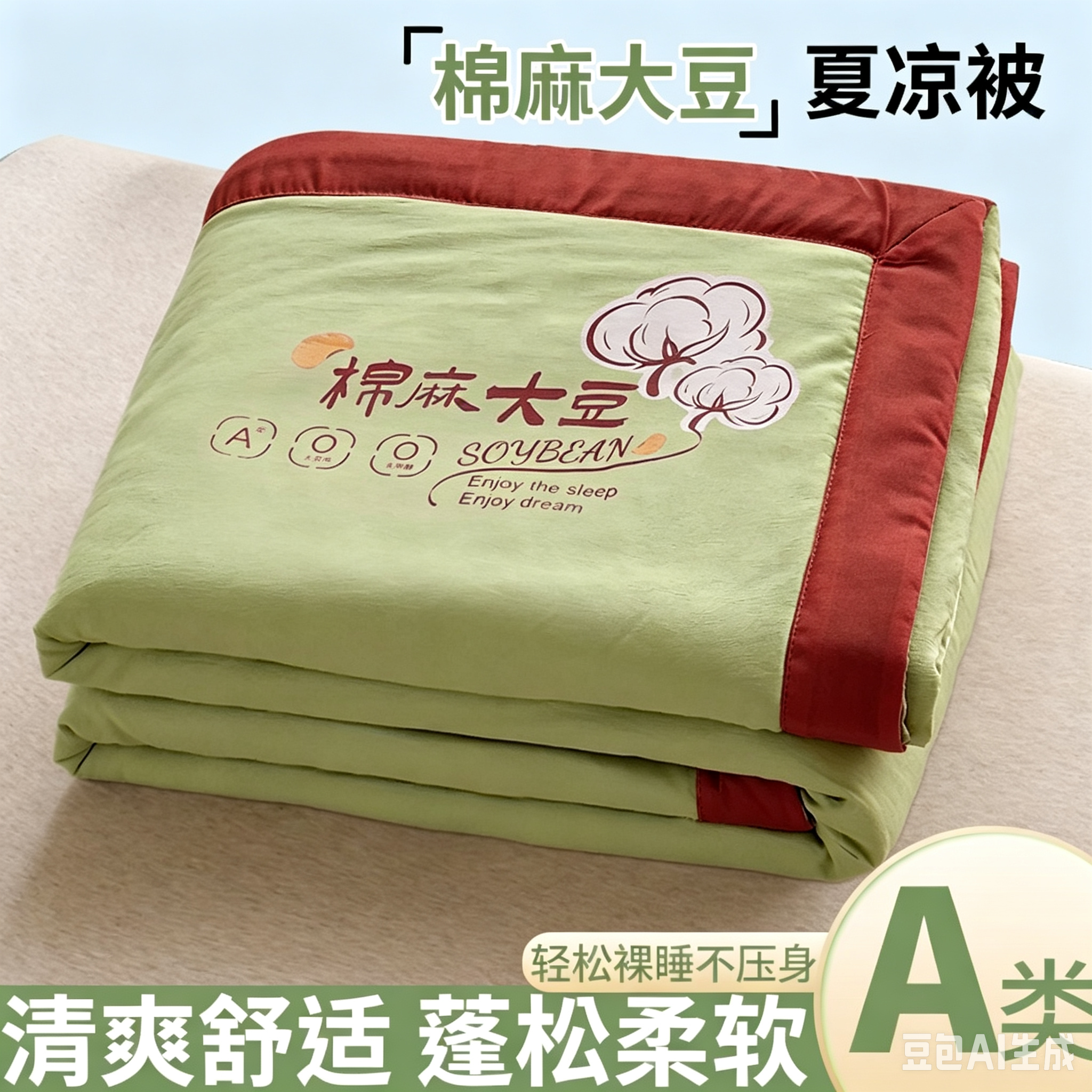 2026新款A类双层纱棉麻大豆夏凉被水洗棉麻夏被空调被学生宿舍