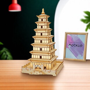 大雁塔木质3D立体拼图中国古建筑手工制作拼装模型大雁塔拼装玩具