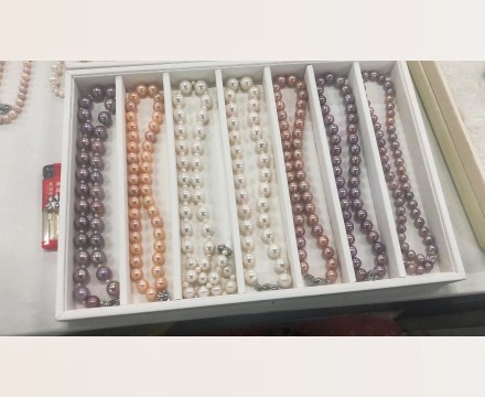 七条珍珠项链托盘首饰盒珠宝展示道具盘首饰托盘展示盘绒布皮革