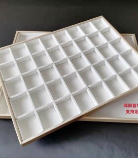 实木加盖拉丝首饰托盘项链戒指耳钉收纳玉石文玩40格子展示珠宝盒