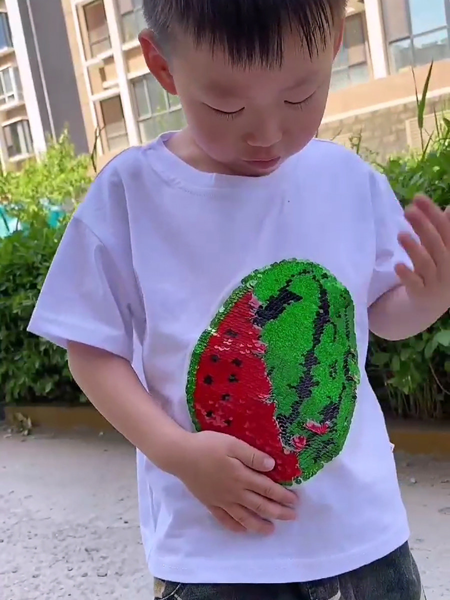 亮片西瓜男童t恤夏季短袖变色衣服男孩新款夏装纯棉卡通奥特薄款,童装/婴儿装/亲子装,T恤,淘宝优惠券,粉丝福利购,淘宝优惠卷