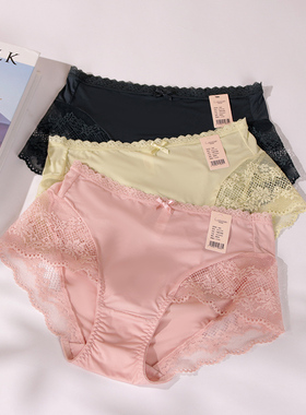 梧桐闺蜜内裤女中腰平角裤性感蕾丝舒适抗菌亲肤纯棉底裆GM23730