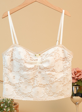 梧桐本色性感蕾丝带杯短款吊带背心免穿文胸时尚百搭显瘦WX65211