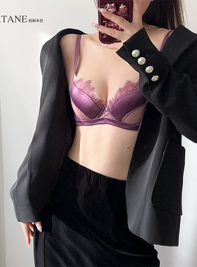 梧桐本色文胸法式性感闪光睫毛蕾丝超薄显小水晶杯内衣WN65209