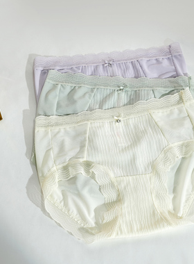 梧桐闺蜜内裤女中低腰平角裤超细锦纶纯棉底裆波浪蕾丝GM23531