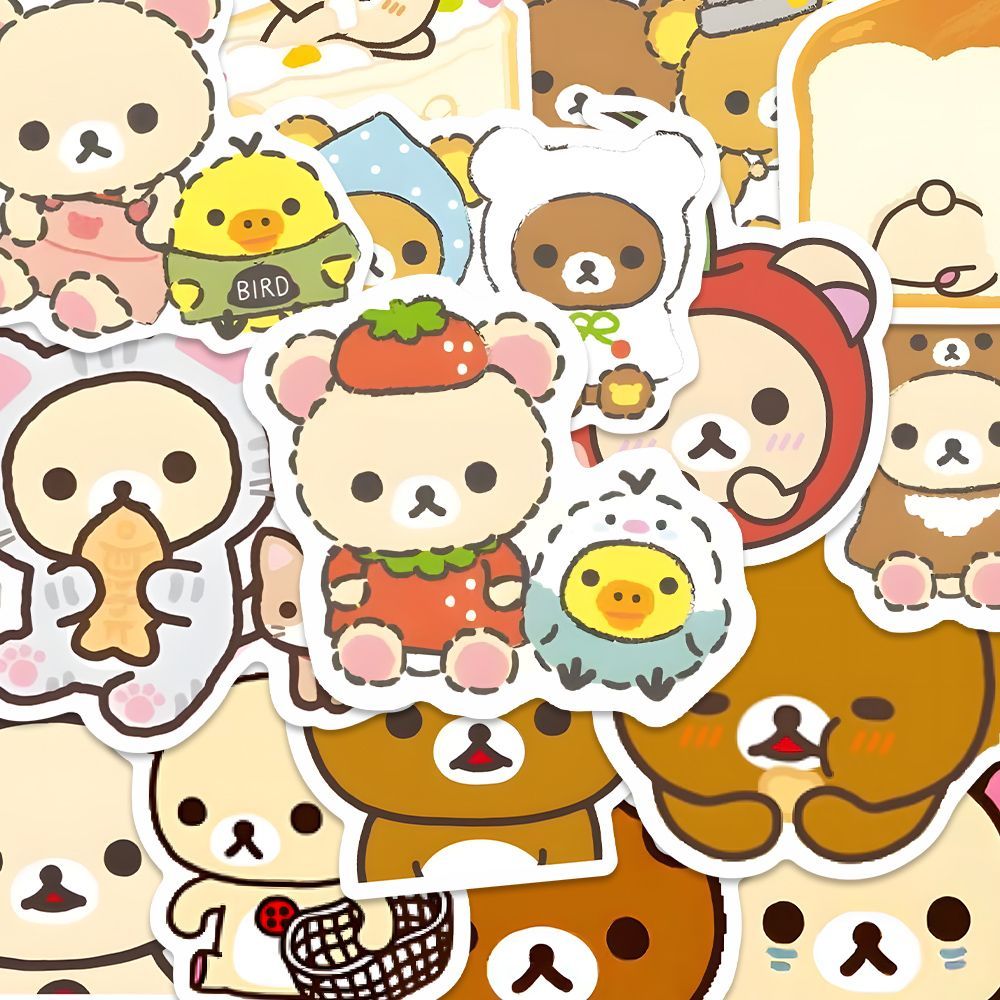 100张Q萌可爱风轻松熊精美ins贴纸桌面笔记本防水装饰爆款贴画