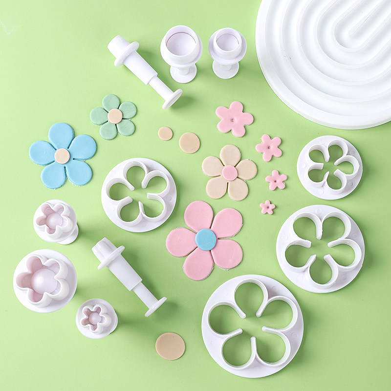 五瓣花塑料切模套装翻糖花朵蛋糕烘焙工具装饰小花梅花玫瑰花模具