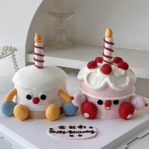ins风小红书同款烘焙蛋糕装饰摆件软陶生日蜡烛jellycat小脚插件