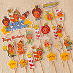 网红可爱星星人蛋糕装饰插牌卡通许愿蜡烛儿童宝宝生日装扮插件