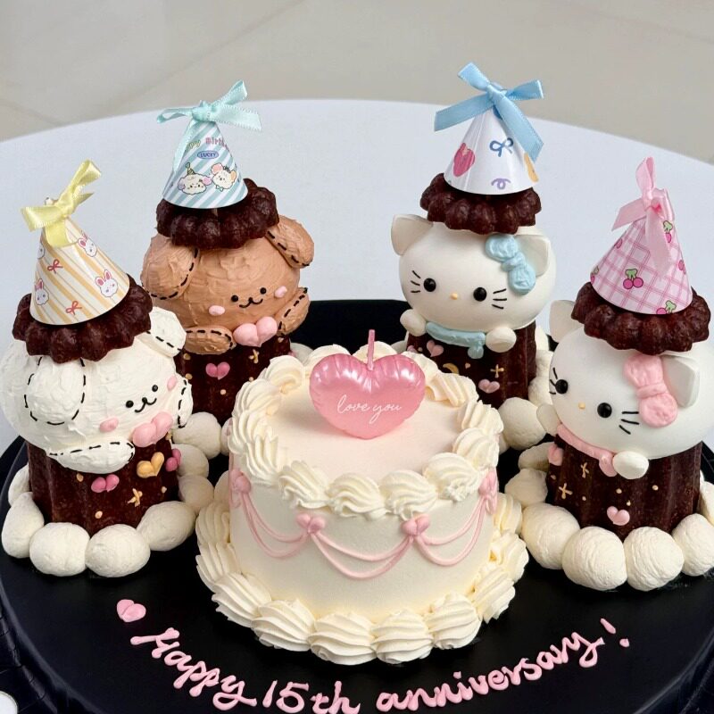 网红可露蝴丽迷你蝴蝶结小帽子蛋糕装饰摆件生日帽爱心蜡烛装扮