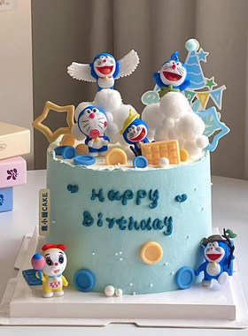 蓝胖子小叮当猫蛋糕装饰摆件机器猫儿童生日派对玩偶烘焙装扮