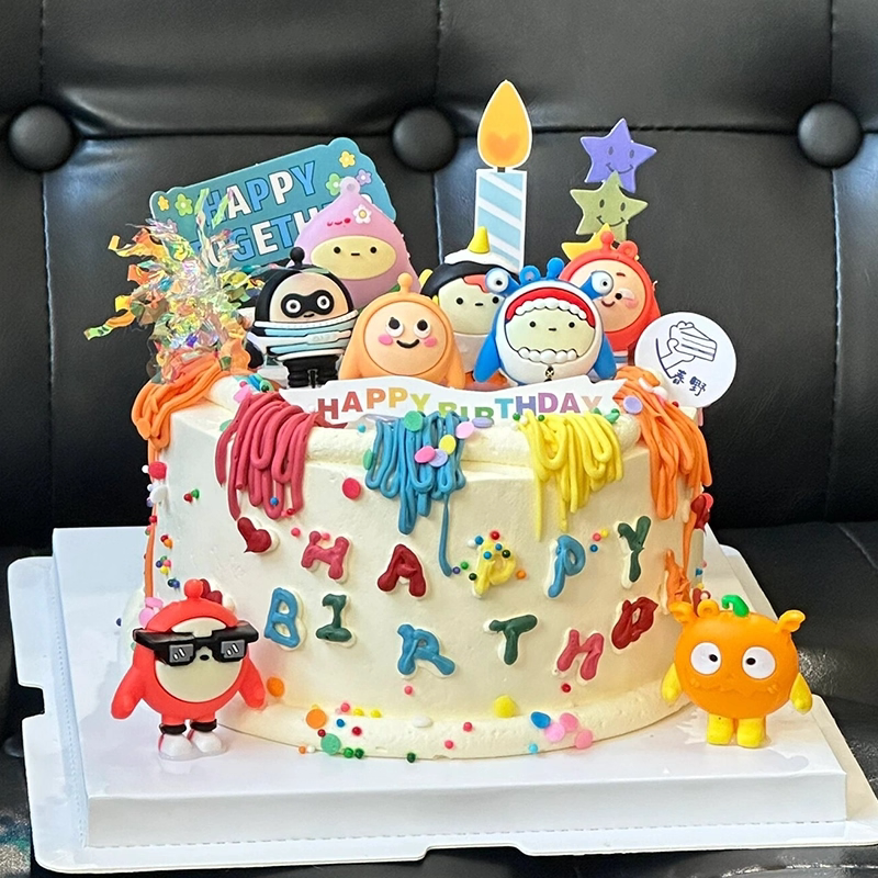蛋仔派对蛋糕装饰摆件网红仔仔熊儿童周岁生日甜品台烘焙装扮配件