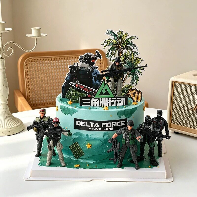三角洲行动蛋糕装饰摆件特种兵武器装备游戏人物男生男神生日插件