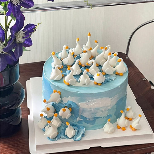 网红ins三十鹅立蛋糕装饰大鹅摆件男神老公男士30岁生日蜡烛插件