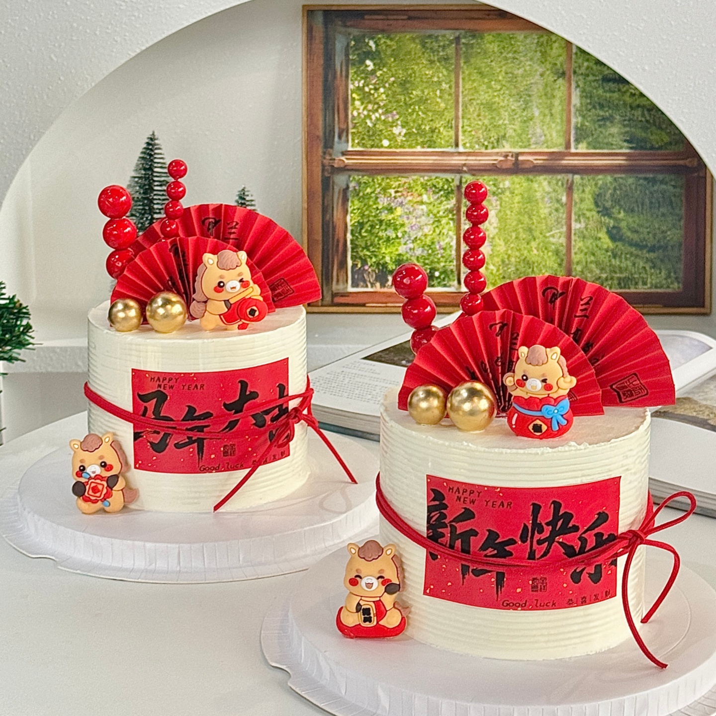 2026新年快乐马年大吉贴纸蛋糕装饰元宝招财小马跨年春节甜品装扮