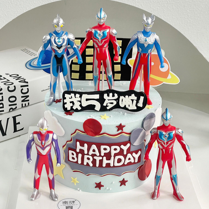网红新款搪胶超人蛋糕装饰摆件男孩生日蛋糕摆件儿童蛋糕装饰插件