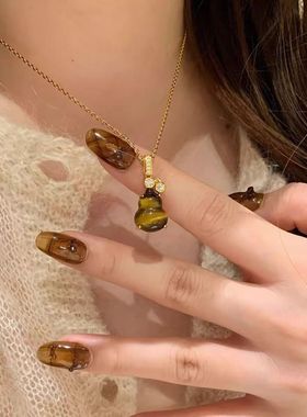 招米虎眼石葫芦项链