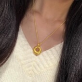 5G硬金工艺精工高版 本古法小金坨项链