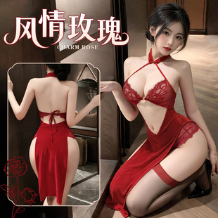 睡衣性感事房高级感冬天可爱蕾丝睡裙纯欲风情侣约会大码暗示袍战