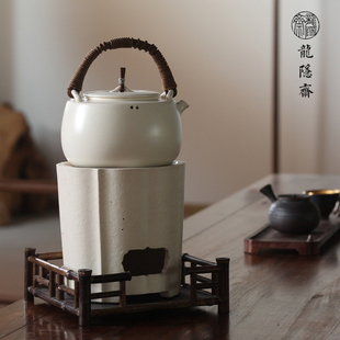 龙隐斋 陶瓷家用煮茶器日本南部老铸铁银壶电陶炉 白泥炉 菱花