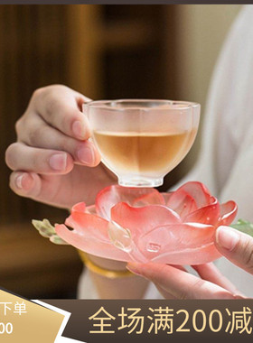 心缘堂琉璃腊梅茶杯托十二花神牡丹烛台茶席置景杯垫功夫茶道配件
