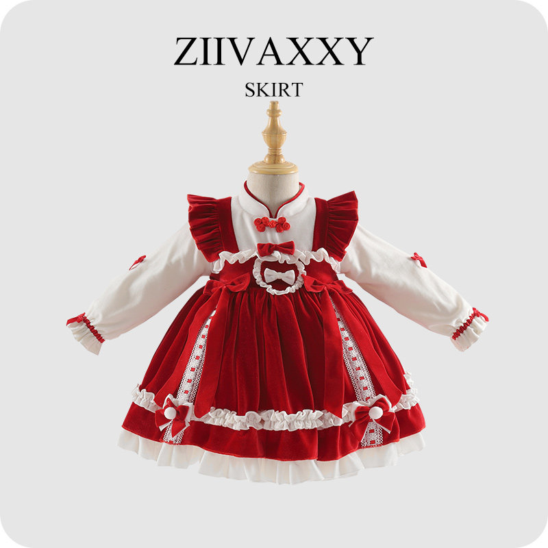 女童洛丽塔公主裙秋冬装小女孩裙子lolita儿童生日礼服蓬蓬连衣裙