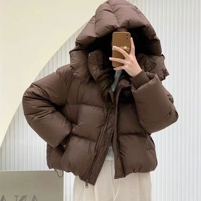 羽绒服女短款2025年新款90白鹅绒美拉德加厚小个子泡芙冬外套