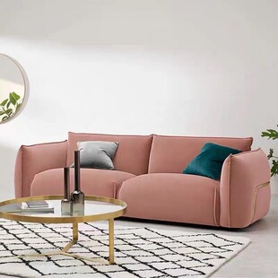 北欧轻奢沙发粉色直排客厅小户型豪斯设计师钢牙羊羔绒经典包定制