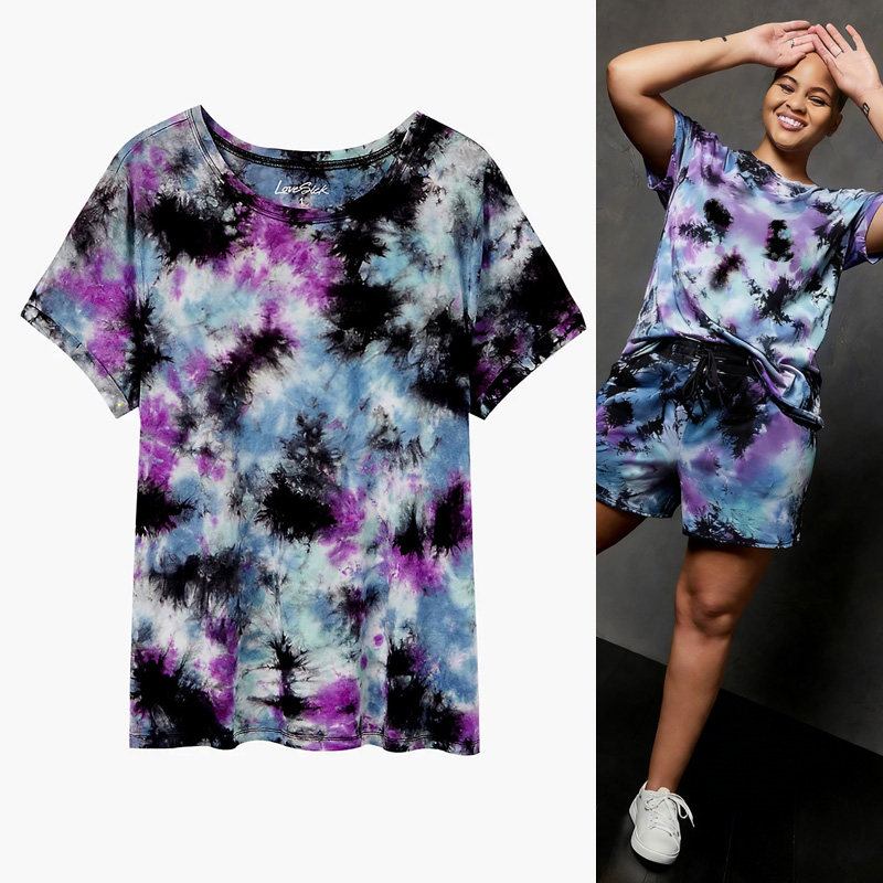 瑕疵处理2315欧美单胖MM特大码时兰紫色扎染T恤200300斤,女装/女士精品,大码内搭,淘宝优惠券,粉丝福利购,淘宝优惠卷