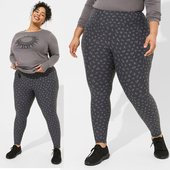 200 2631欧美女特大灰色莫代儿棉长袖 运动T恤碎花速干紧身裤 300