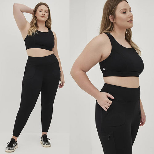 2870欧美胖mm黑色拉链口袋高弹速干健身裤运动文胸 200 300 400斤