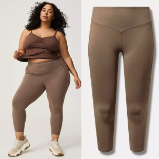 紧身裤 高弹力速干健身裤 200300400斤 美拉德棕有口袋特大码 2692