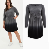 特价 2212欧美胖MM特大码 长袖 断码 毛圈灰色吊染卫衣连衣裙200 00斤