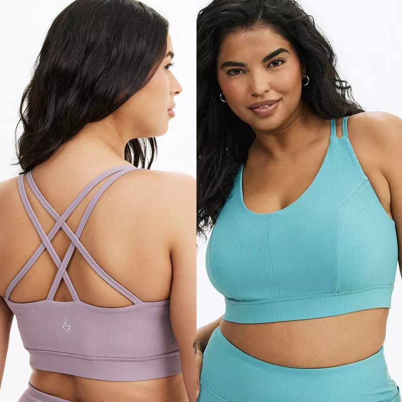 2721欧美暗兰丁香紫暗条软糯特大码速干运动文胸200 300 400斤