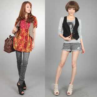 黑色棕色百搭棉质小马夹马甲背心 日本单 特价 清仓3128